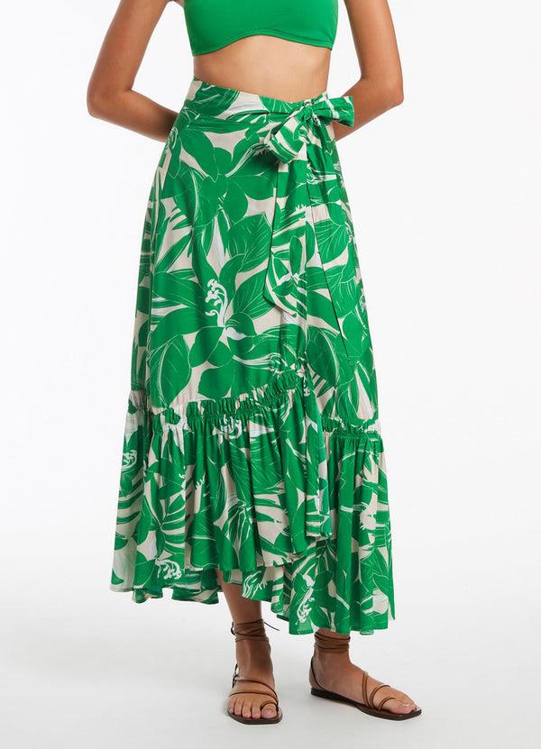 Seafolly Floreale Ruffle Wrap Skirt - Green