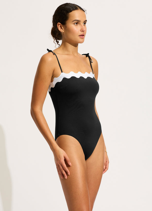 Seafolly Gia Ric Rac Bandeau One Piece - Black