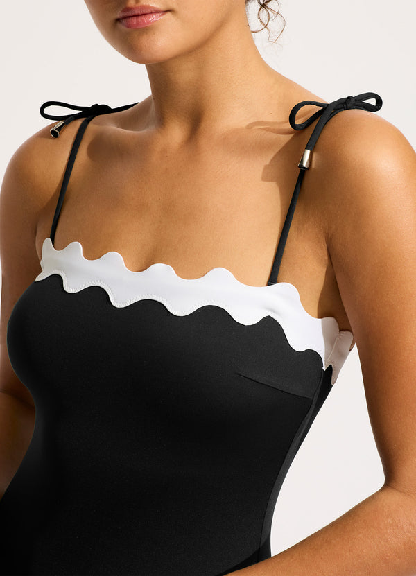 Seafolly Gia Ric Rac Bandeau One Piece - Black