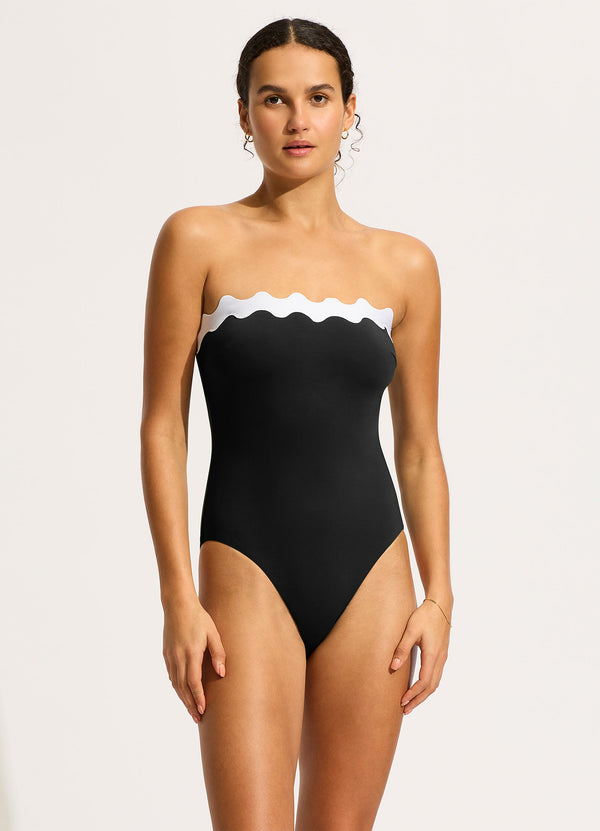 seafolly Gia Ric Rac Bandeau One Piece - Black