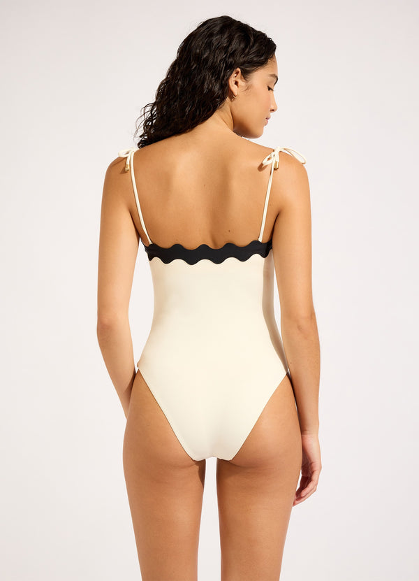Seafolly Gia Ric Rac Bandeau One Piece - Ecru