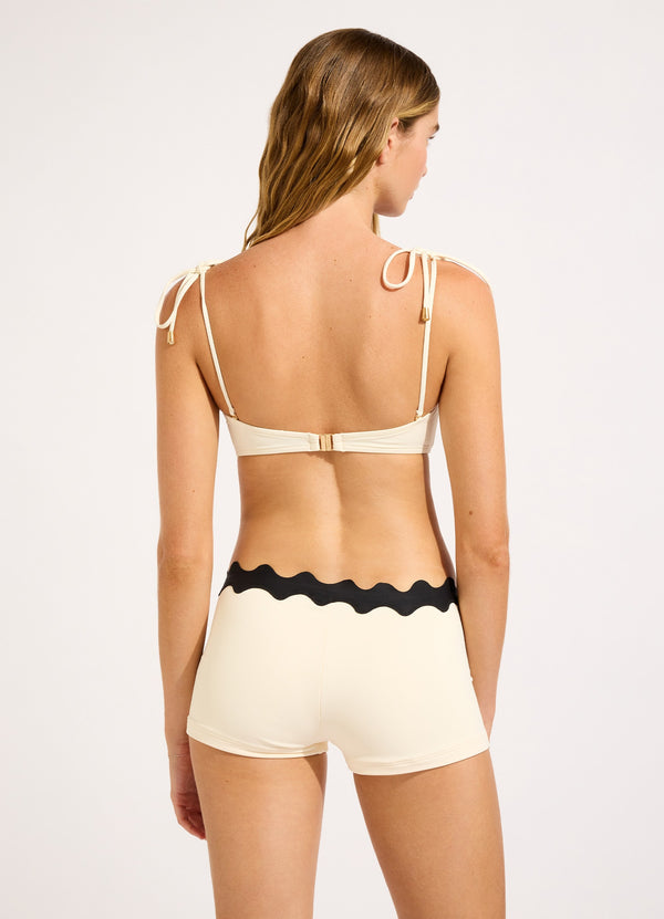 Seafolly Gia Ric Rac Boyleg Bikini Bottom - Ecru