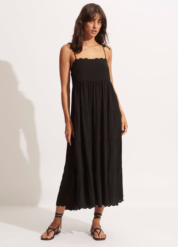 Seafolly Gia Scallop Midi Dress - Black