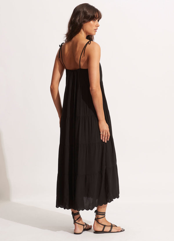 Seafolly Gia Scallop Midi Dress - Black