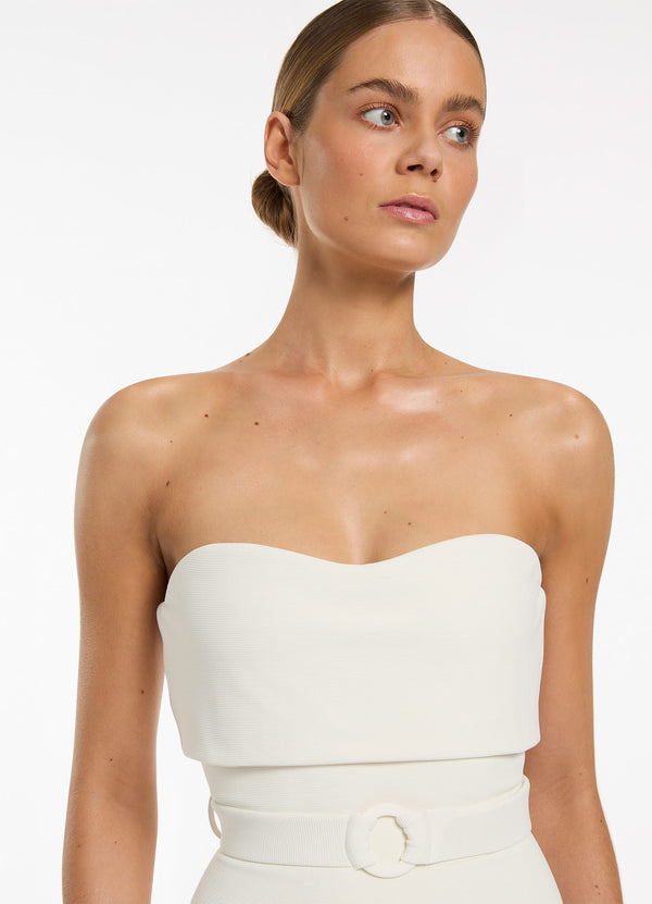 Seafolly Isla Rib Bandeau One Piece - Cream