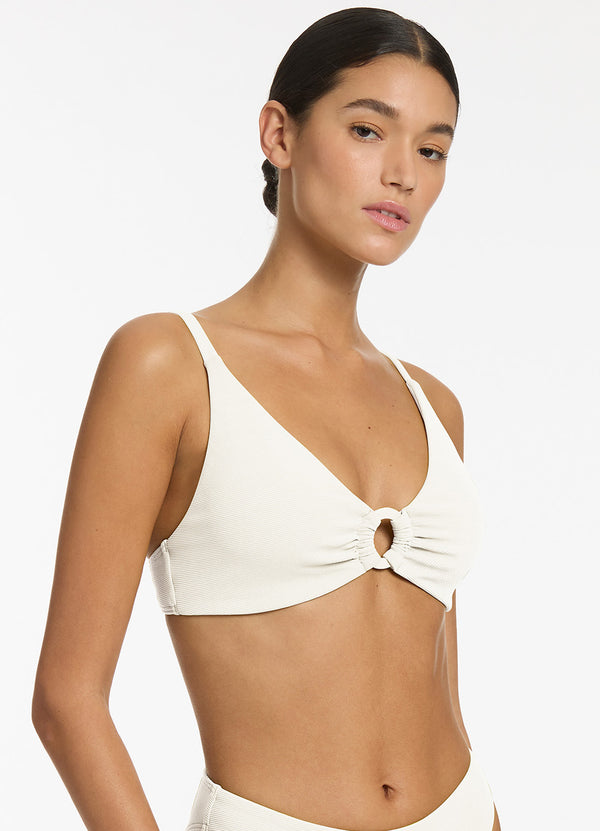 Seafolly Isla Rib C-D Triangle Bikini Top - Cream