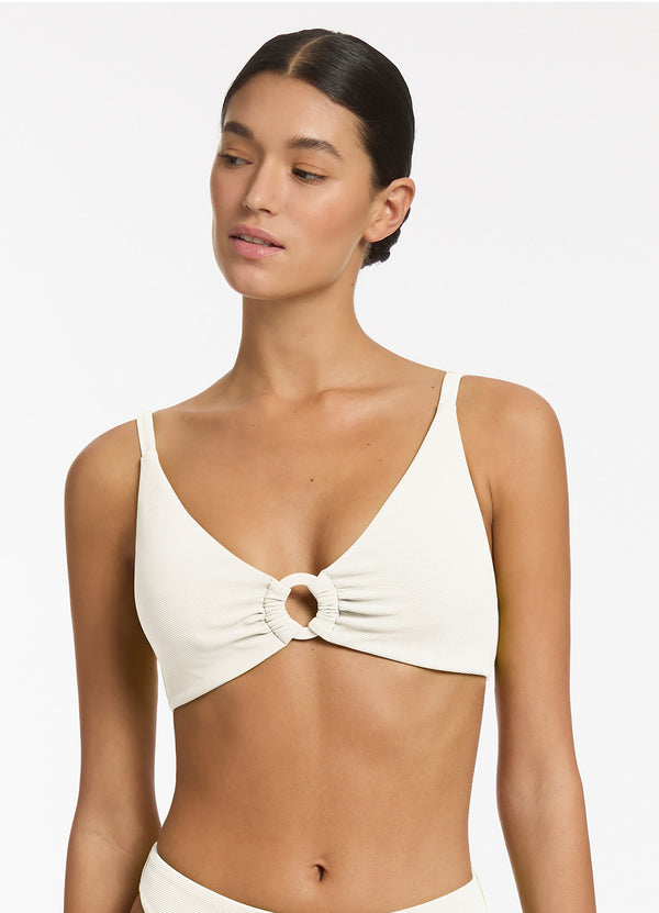 seafolly Isla Rib C-D Triangle Bikini Top - Cream