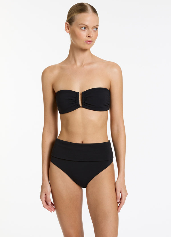 seafolly Isla Rib U Trim Bandeau Bikini Top - Black