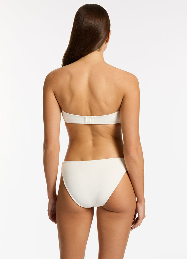 Seafolly Isla Rib U Trim Bandeau Bikini Top - Cream