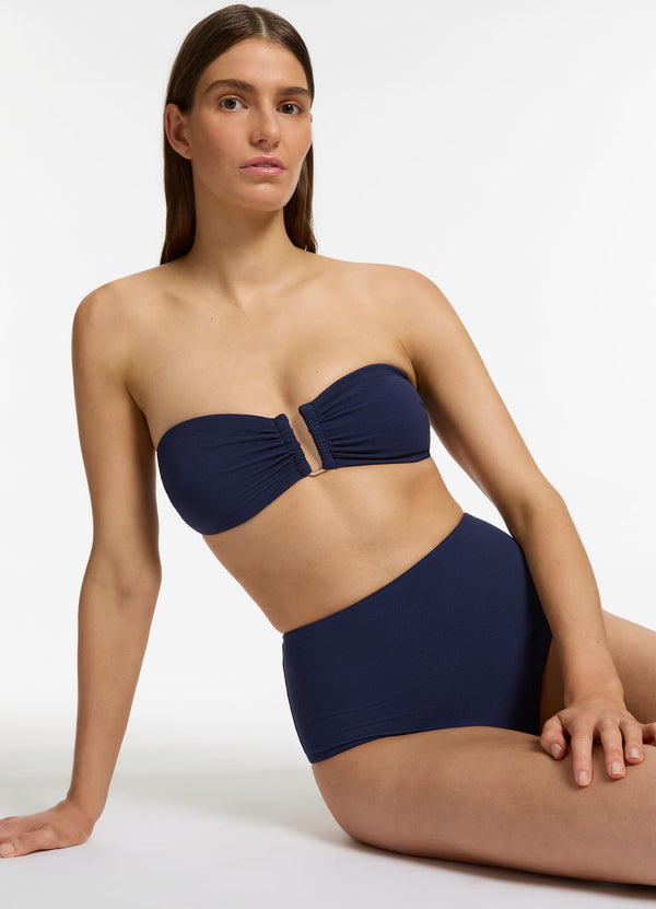 Seafolly Isla Rib U Trim Bandeau Bikini Top - Ink