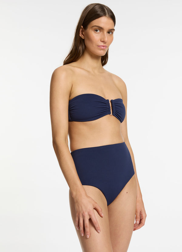 Seafolly Isla Rib U Trim Bandeau Bikini Top - Ink