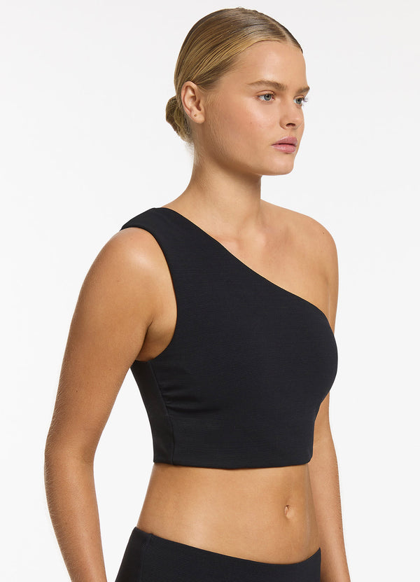 Seafolly Isla Rib Wide Shoulder Top - Black