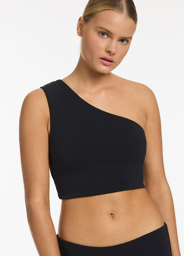 seafolly Isla Rib Wide Shoulder Top - Black