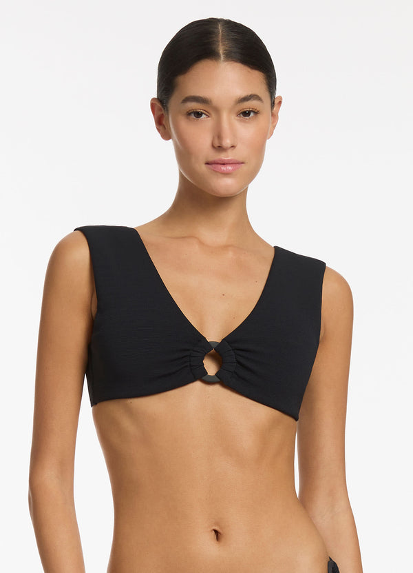 Seafolly Isla Rib Wide Strap Top - Black