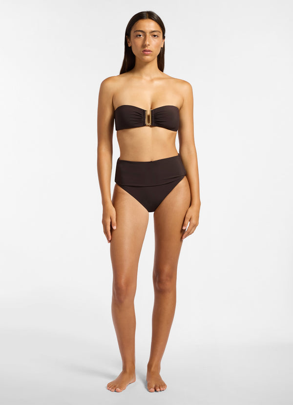 Seafolly Jetset Bandeau Bikini Top - Chocolate