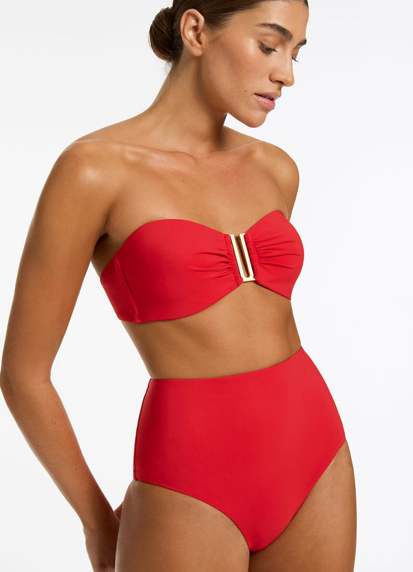 Seafolly Jetset Bandeau Bikini Top - Rosso
