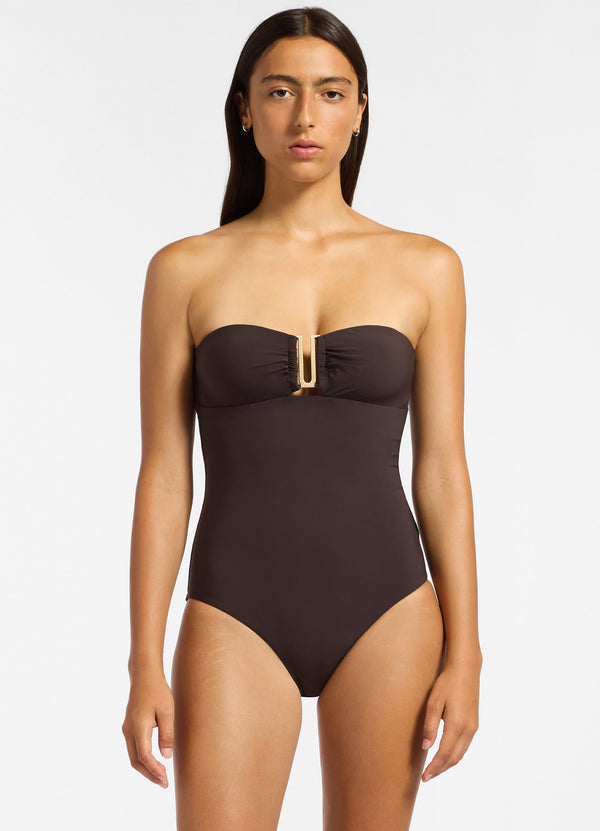 Seafolly Jetset Bandeau One Piece - Chocolate
