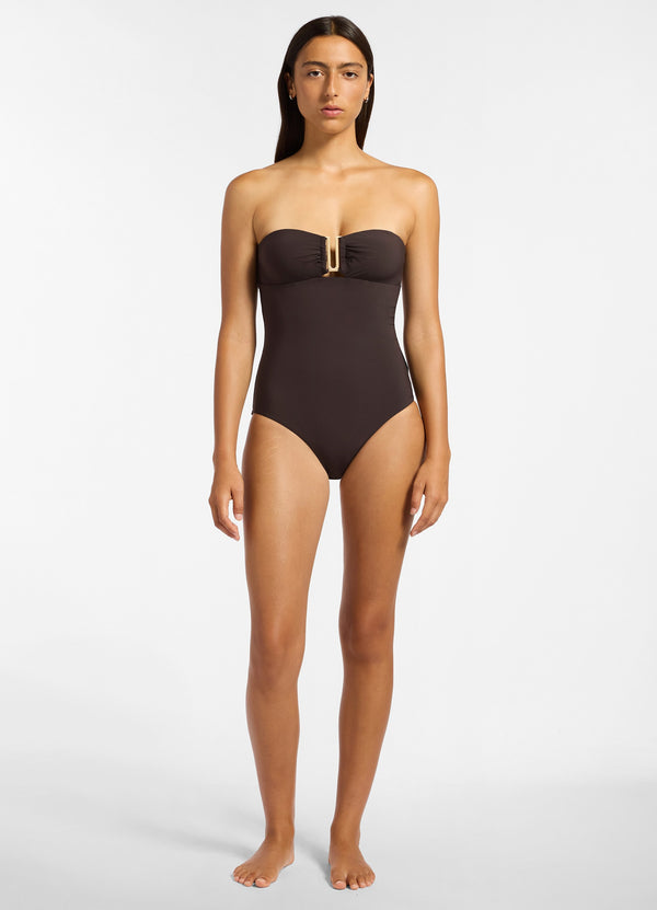 seafolly Jetset Bandeau One Piece - Chocolate