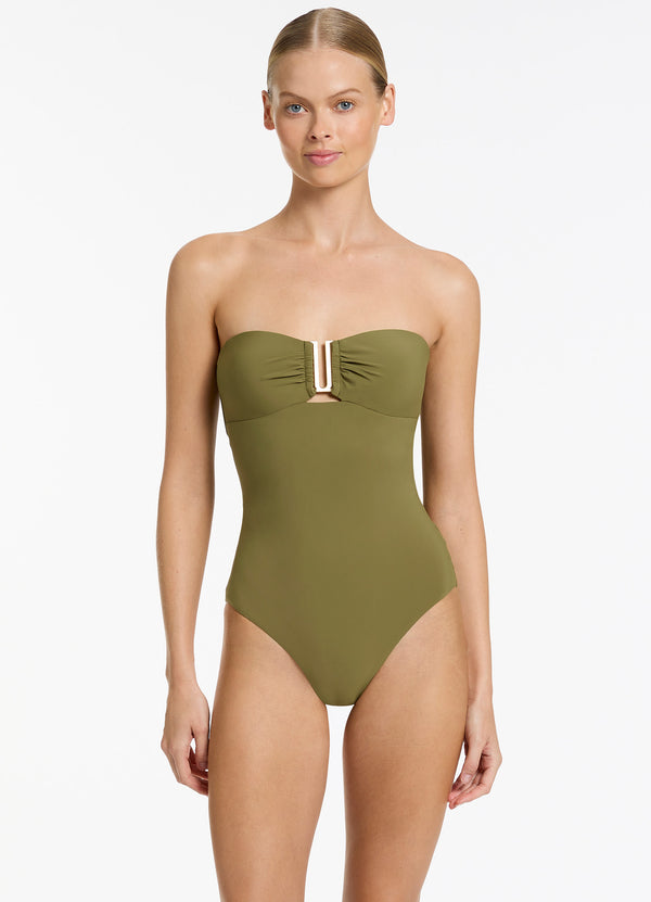 seafolly Jetset Bandeau One Piece - Moss