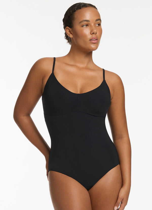 seafolly Jetset C_D Tank One Piece - Black