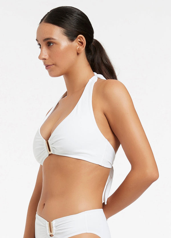 Seafolly Jetset D-Dd Halter Top - White