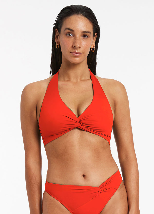 Seafolly Jetset D-DD Twist Front Bikini Top - Fiamma