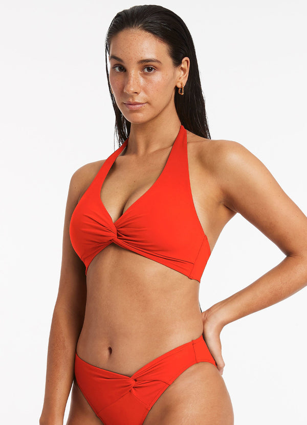 Seafolly Jetset D-DD Twist Front Bikini Top - Fiamma