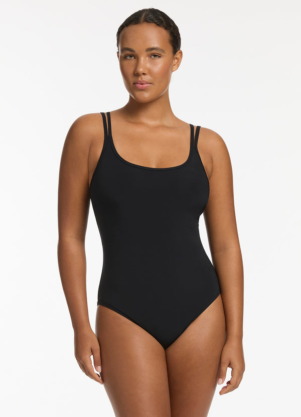 Seafolly Jetset Double Strap One Piece - Black