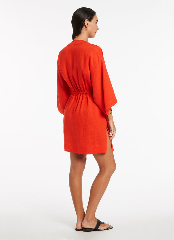 Seafolly Jetset Gather Front Kaftan - Fiamma