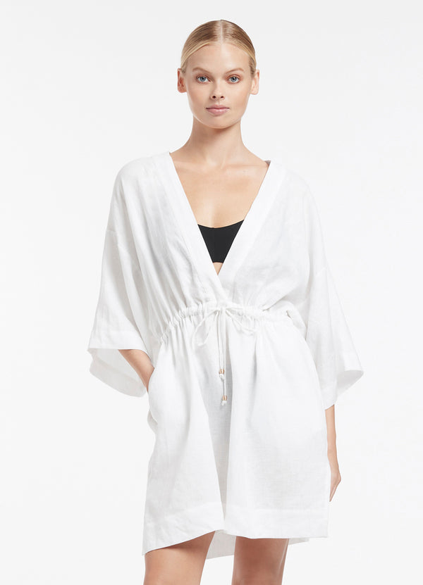 Seafolly Jetset Gather Front Kaftan - White