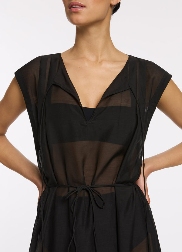 Seafolly Jetset Gathered Maxi Cover Up - Black