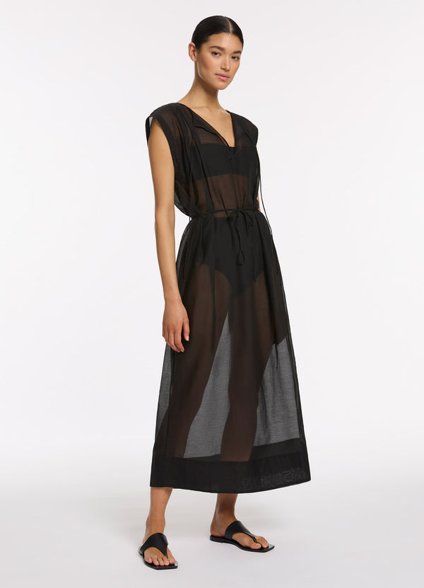 Seafolly Jetset Gathered Maxi Cover Up - Black