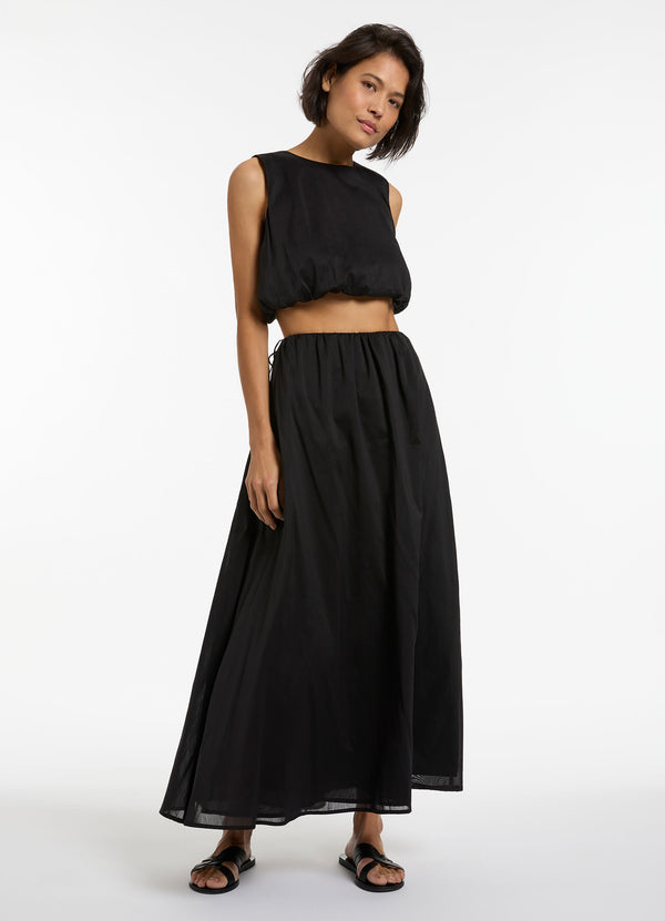 Seafolly Jetset Gathered Maxi Skirt - Black