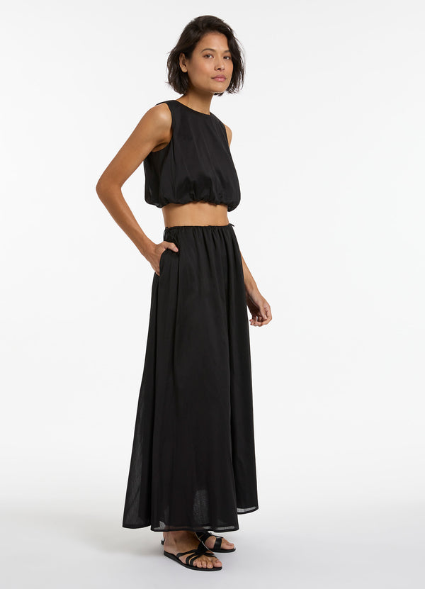 Seafolly Jetset Gathered Maxi Skirt - Black