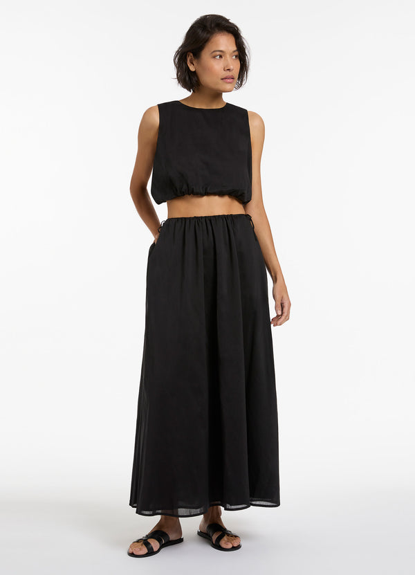 seafolly Jetset Gathered Maxi Skirt - Black