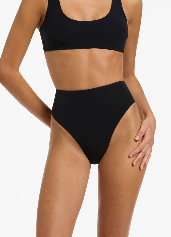 Seafolly Jetset High Waisted Bikini Bottom - Black