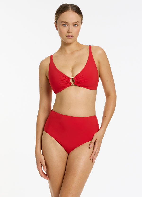 seafolly Jetset High Waisted Bikini Bottom - Rosso