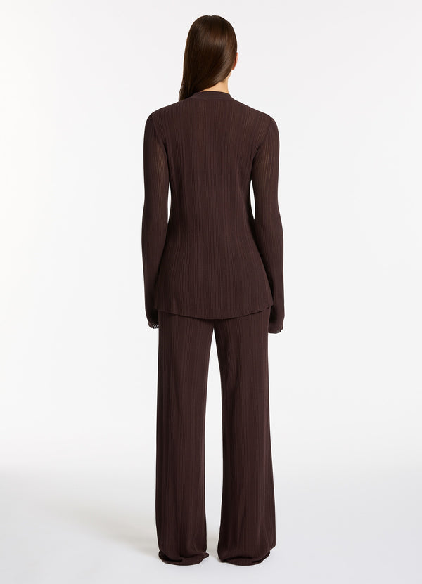 Seafolly Jetset Knit Long Sleeve Top - Chocolate