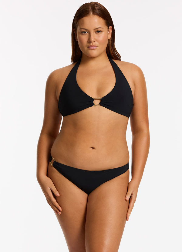 Seafolly Jetset Lien Triangle Bikini Top - Black