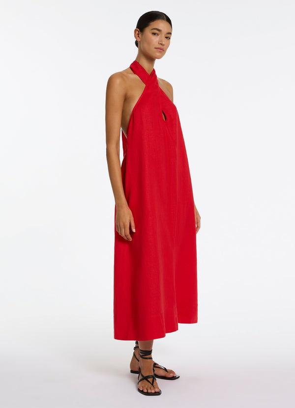 Seafolly Jetset Low Back Halter Dress - Rosso