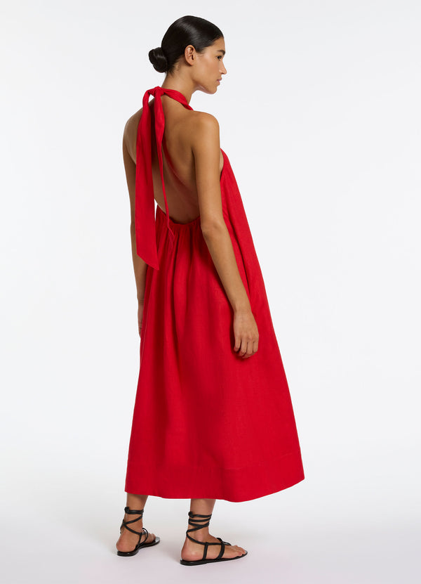 Seafolly Jetset Low Back Halter Dress - Rosso