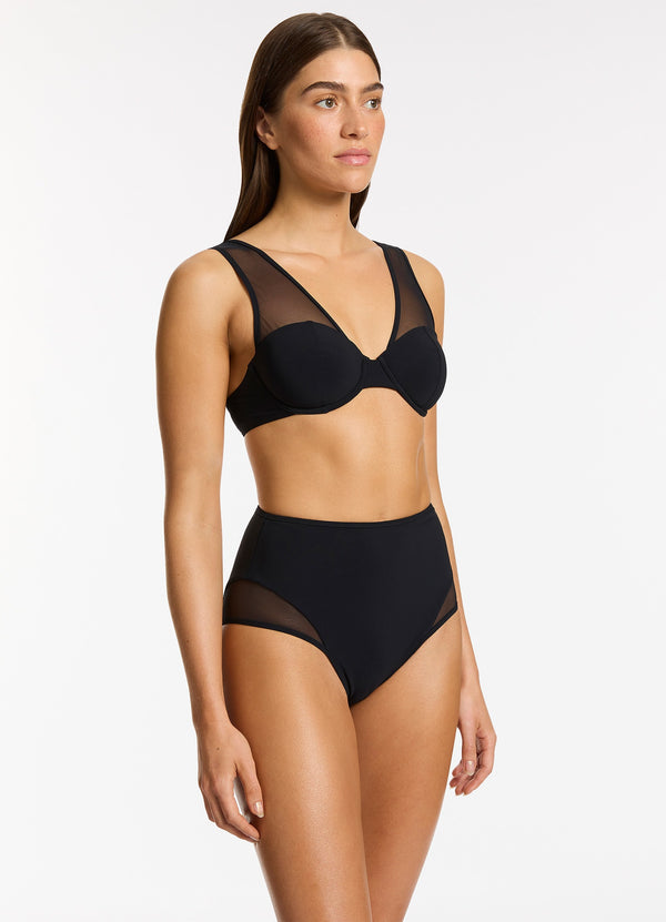 Seafolly Jetset Lure Balconette Bikini Top - Black