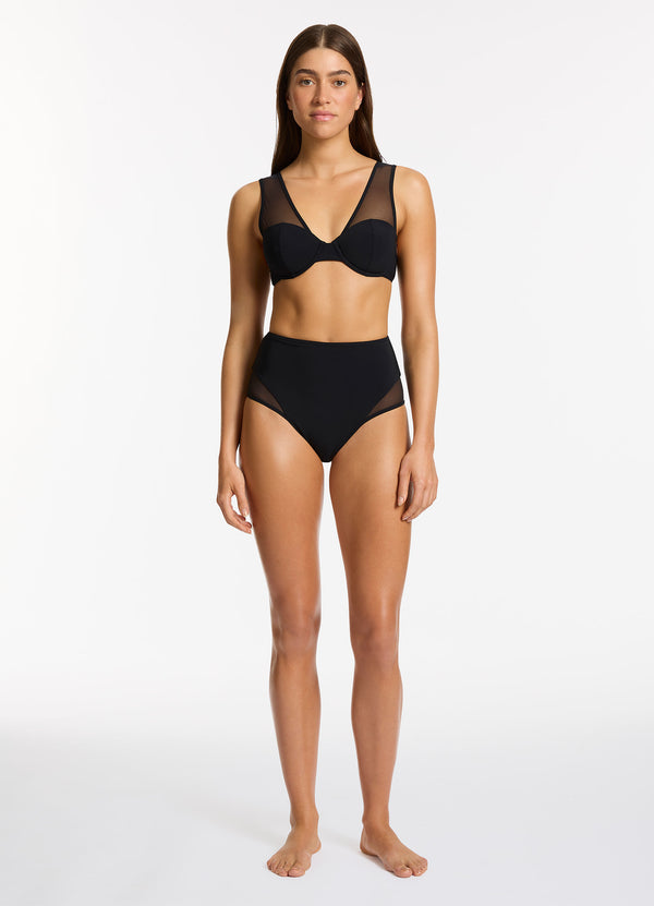 Seafolly Jetset Lure Balconette Bikini Top - Black