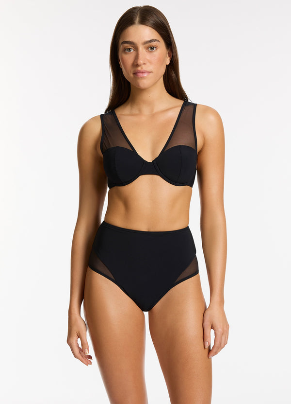 seafolly Jetset Lure Balconette Bikini Top - Black