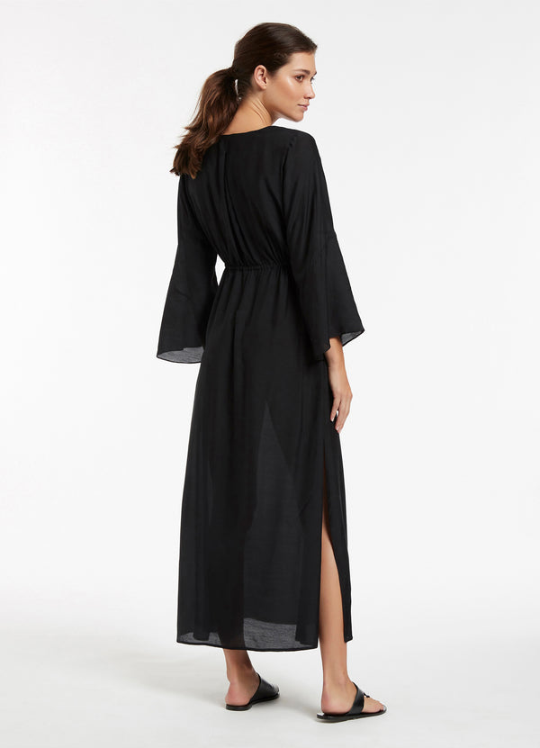 Seafolly Jetset Maxi Plunge Kaftan - Black