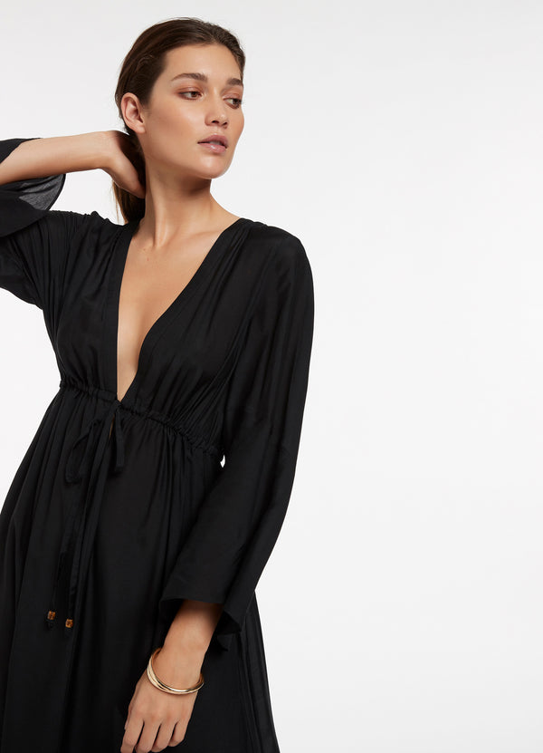 seafolly Jetset Maxi Plunge Kaftan - Black
