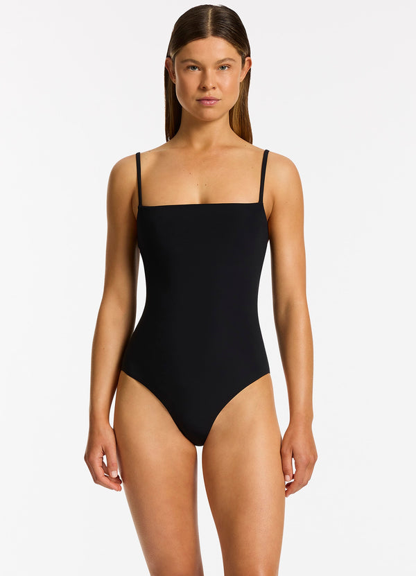 Seafolly Jetset Minimal Tank One Piece - Black