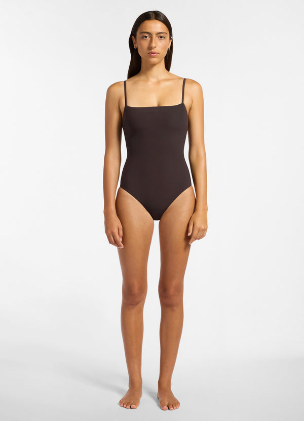 seafolly Jetset Minimal Tank One Piece - Chocolate
