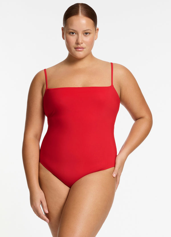 Seafolly Jetset Minimal Tank One Piece - Rosso