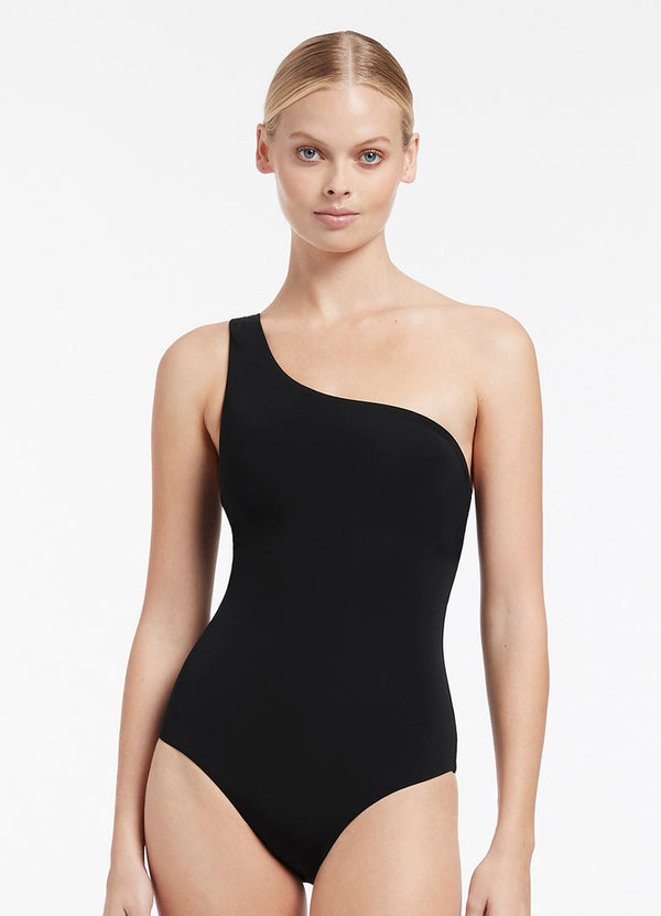 seafolly Jetset One Shoulder One Piece - Black